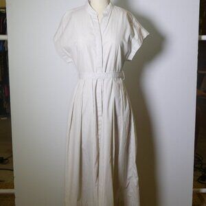 Banana Republic White & Beige Stripe Maxi Dress – Size S | NWT